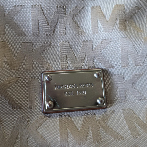 Michael Kors Large Signature Canvas  and Leather Studded Hobo Bag - Picture 7 of 16